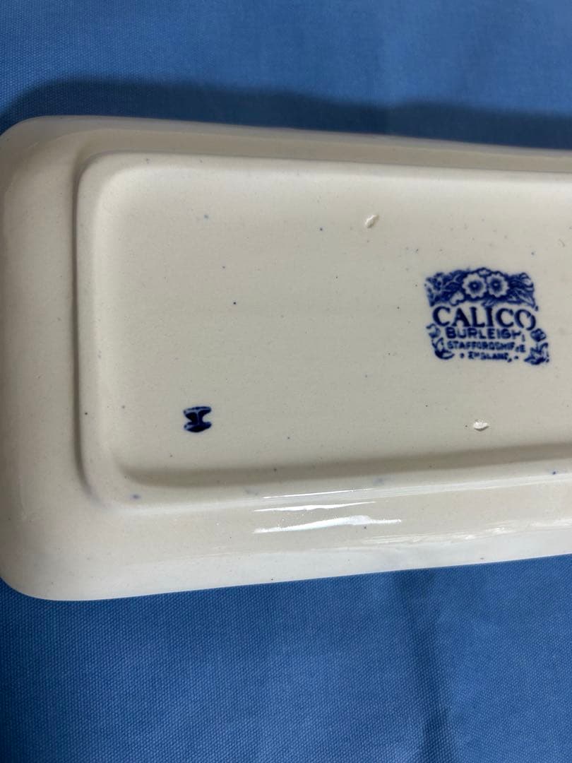 BURLEIGH 長方形皿 ネイビー花柄　ブルーCALICO ヴィンテージ