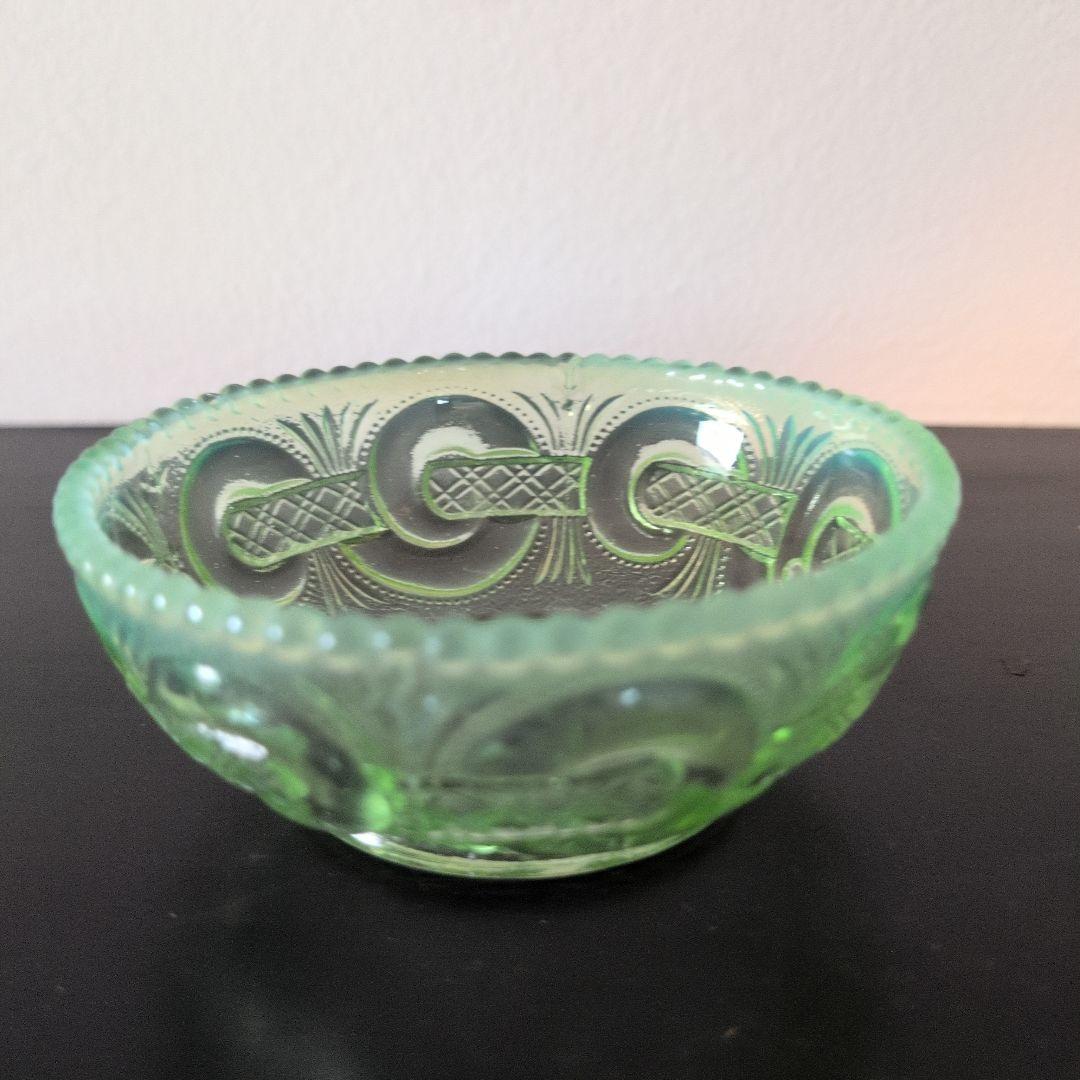 最終値下げ　ウランガラス　渦つなぎ紋　鉢　3客