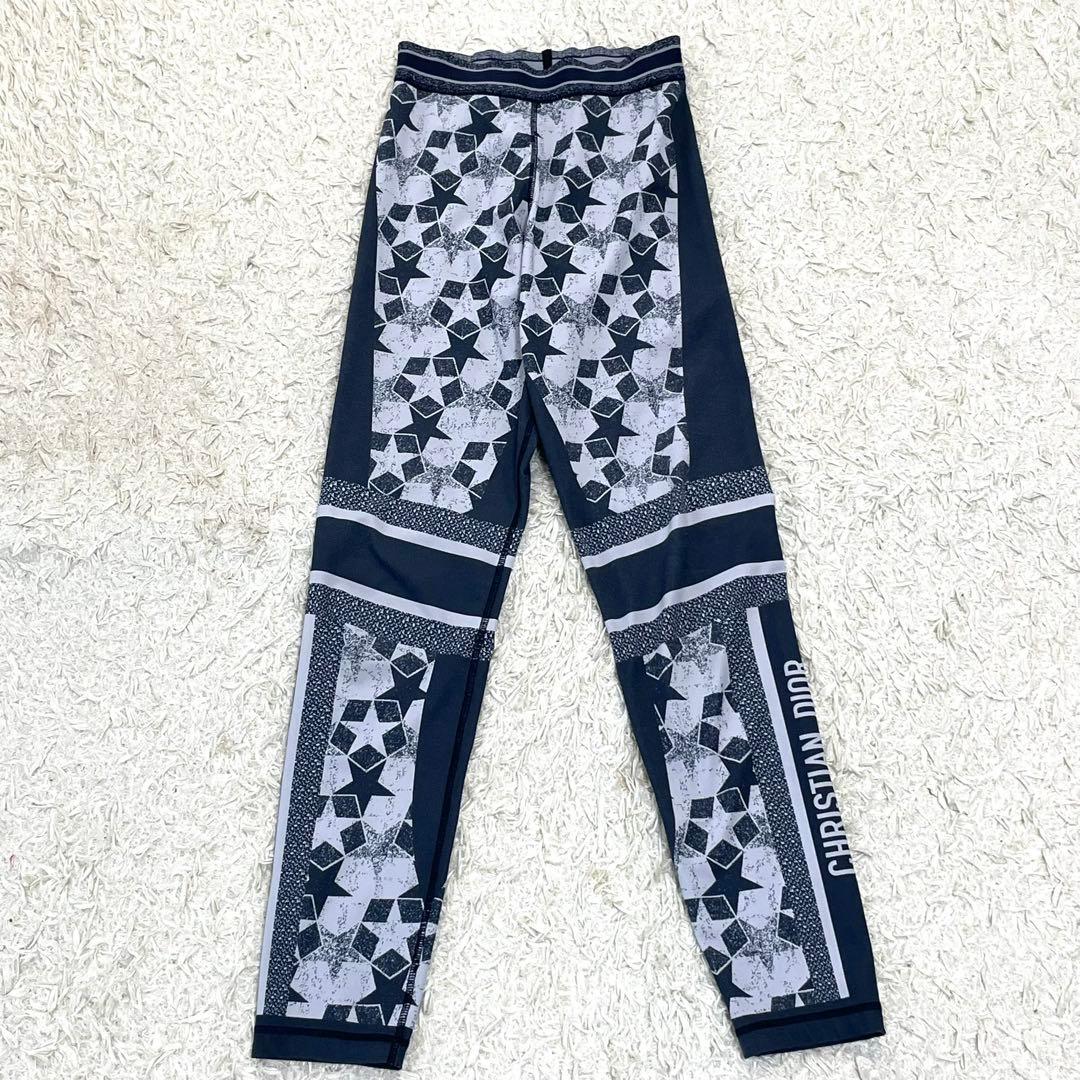 【美品】DIOR ロゴ スター 総柄 スパッツ パンツ ネイビー XS