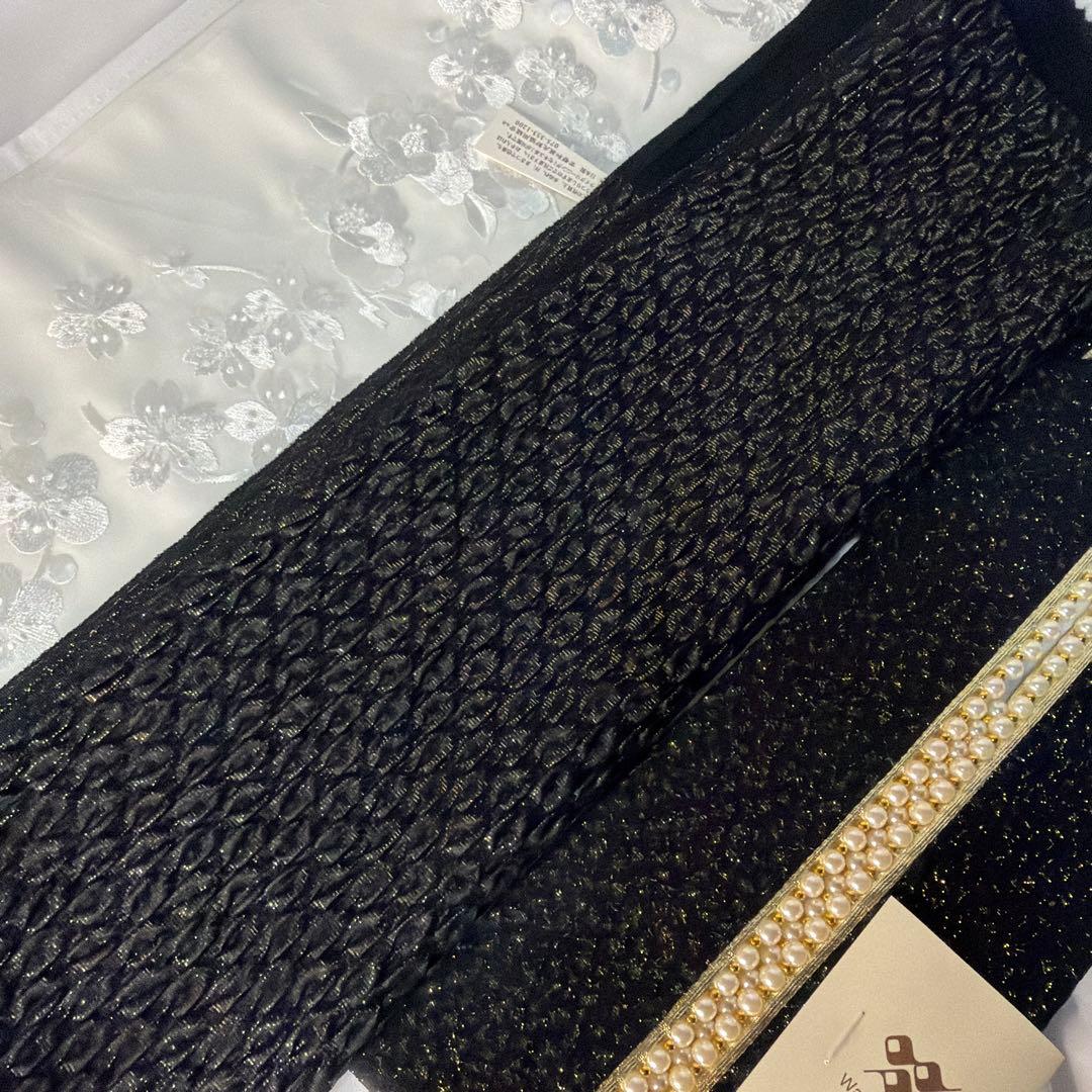 新品　帯締め　帯揚げ　半襟　重ね襟　セット　振袖用　2026年新作モデル　黒