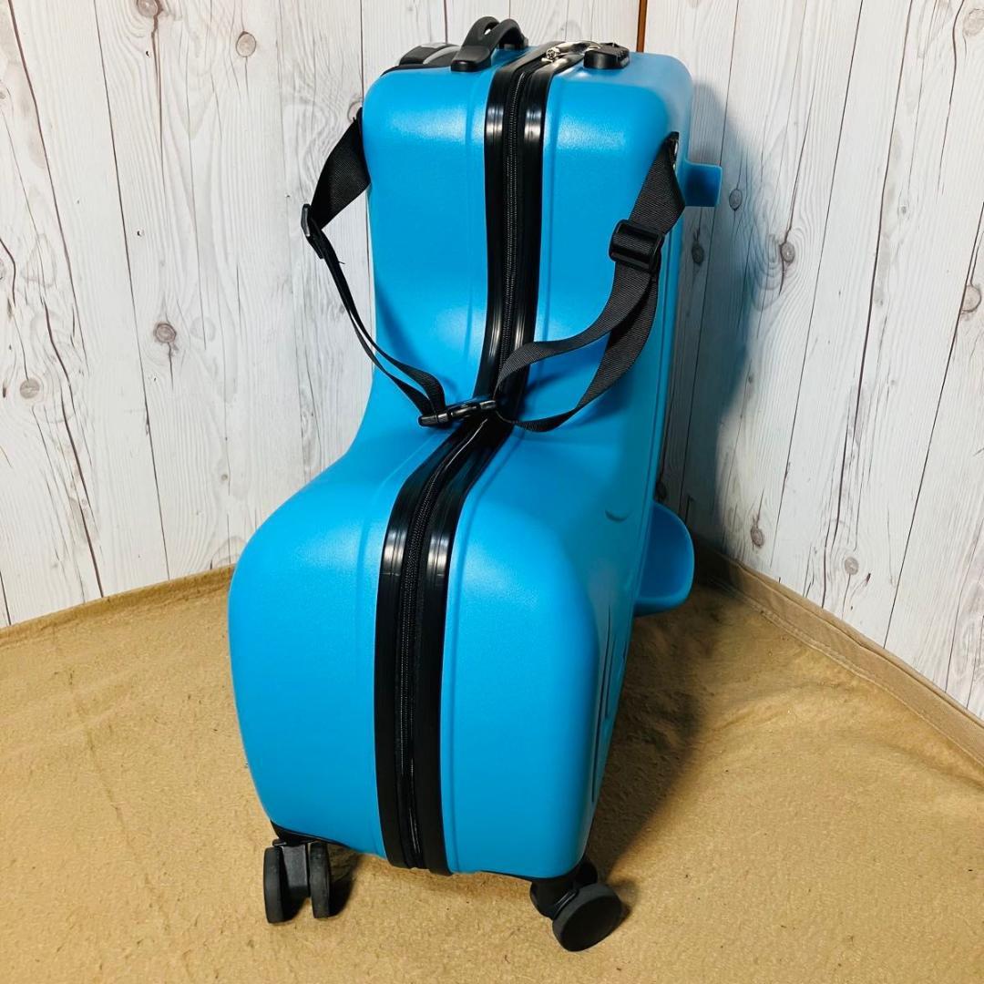 美品 noricco こどもが乗れるキャリーケース マットブルー スーツケース