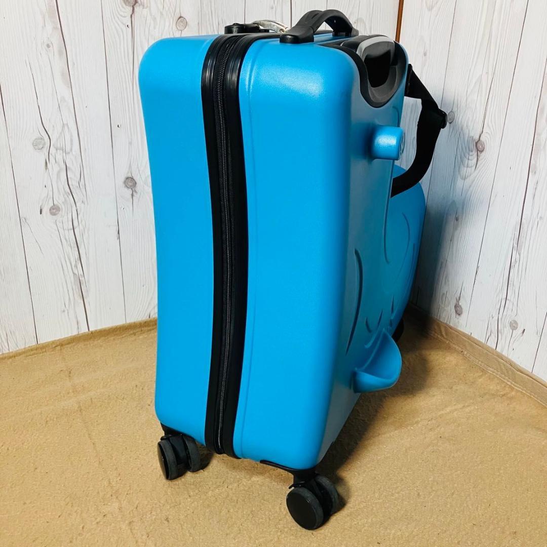 美品 noricco こどもが乗れるキャリーケース マットブルー スーツケース