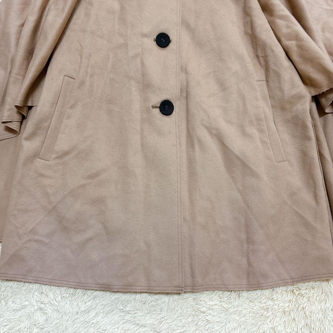 【入手困難】ランバン ポンチョ フォックスファー リボン ベージュ ウール