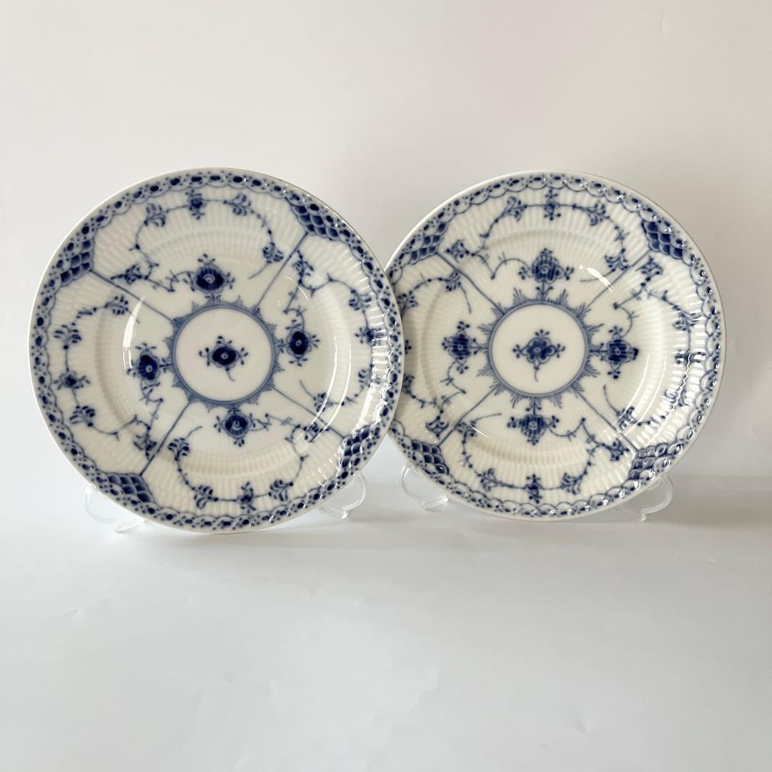 ロイヤルコペンハーゲン ブルーフルーテッドハーフレース プレート2枚