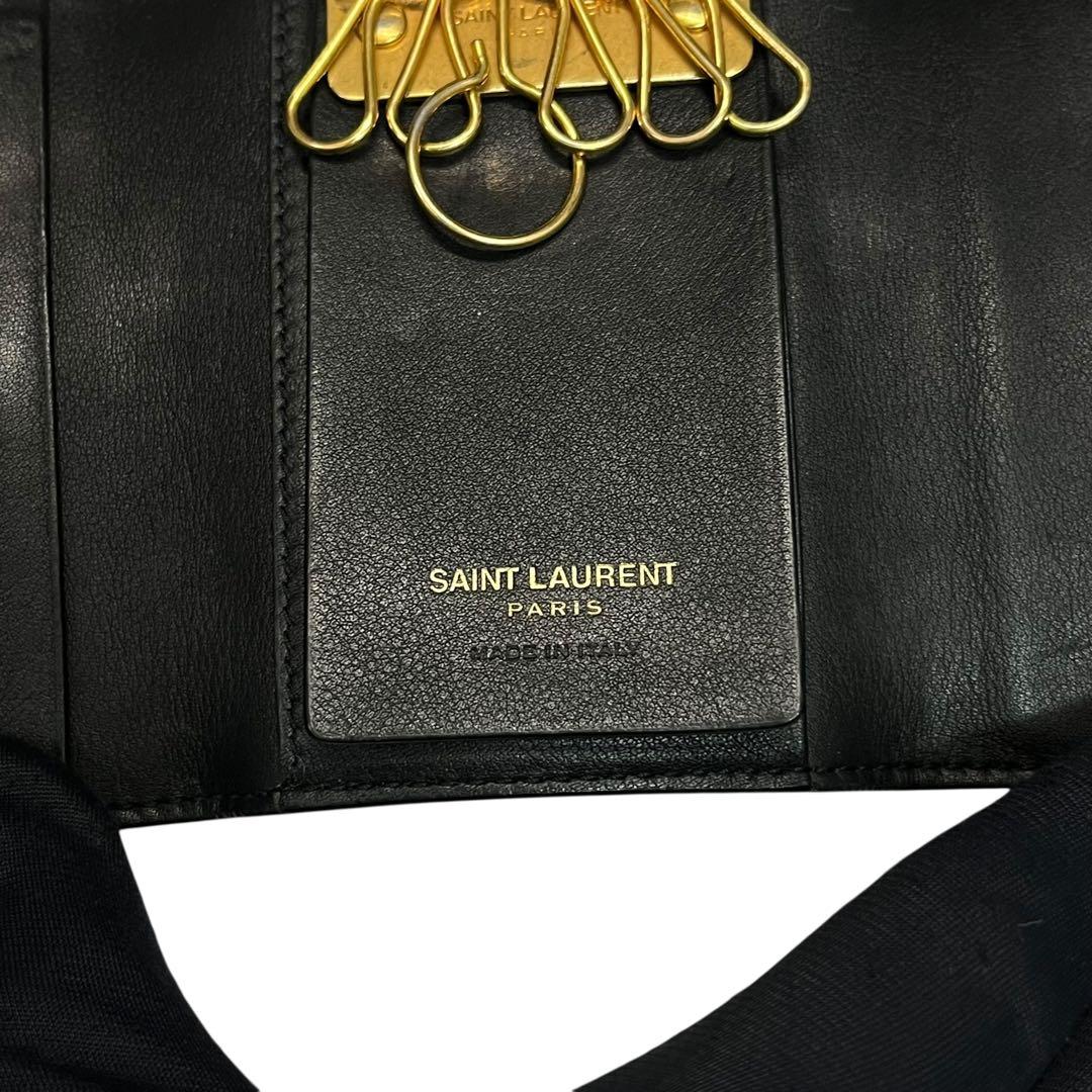 希少✨サンローラン 6連キーケース レザー YSL ロゴ金具 ブラック 黒