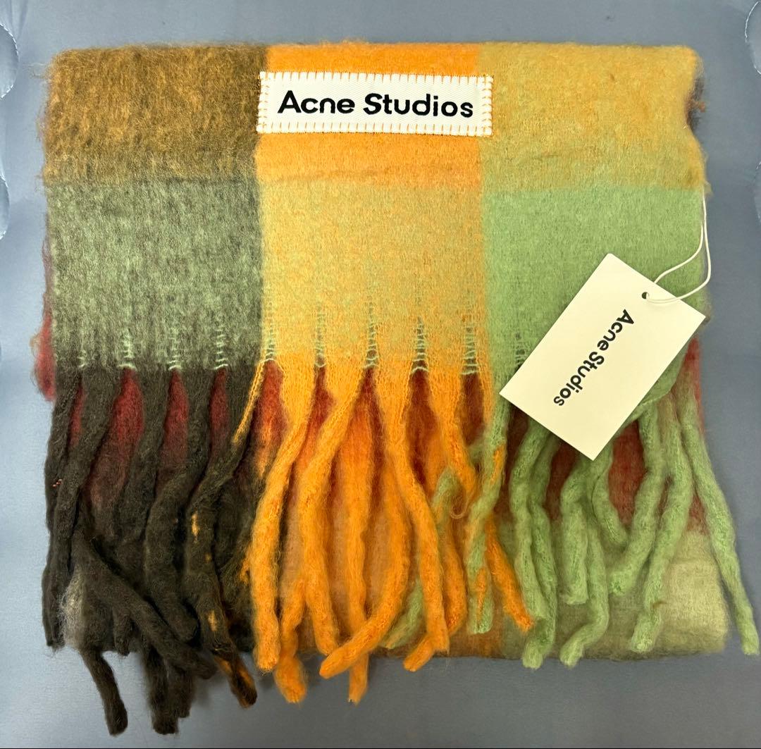 Acne Studios アクネストゥディオズ　オレンジ系チェック柄　マフラー