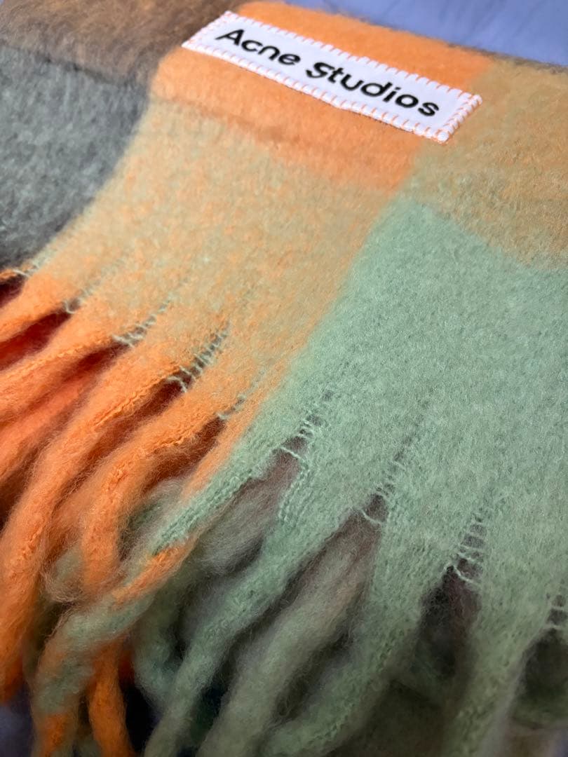 Acne Studios アクネストゥディオズ　オレンジ系チェック柄　マフラー