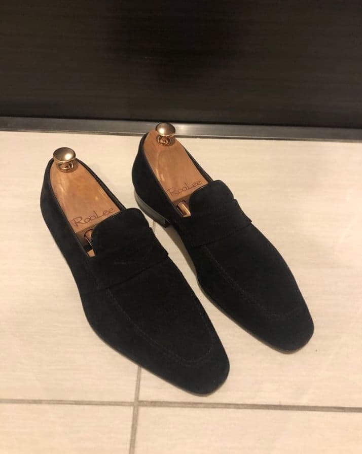 Ferrante 黒 スエード ローファー