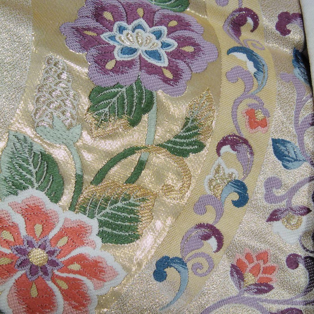 ベレンです。084⭐❣️鮮やかな金糸織❣️正倉院文様❣️六通袋帯です