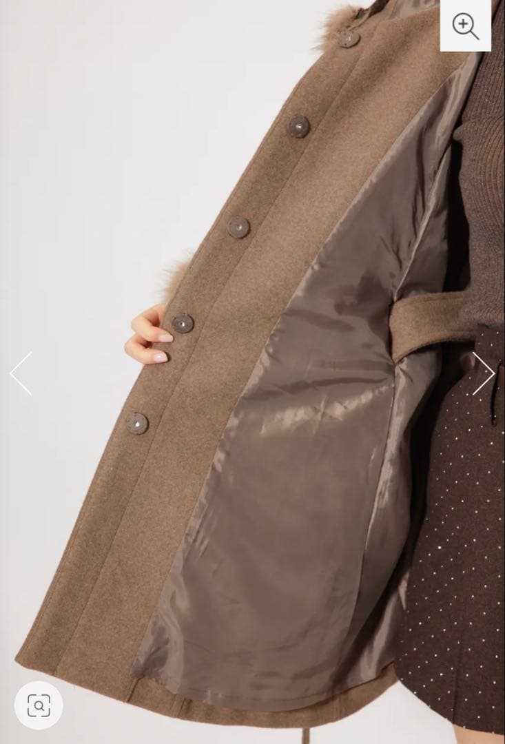 rienda ウールMIXフードポンチョコート M BRN