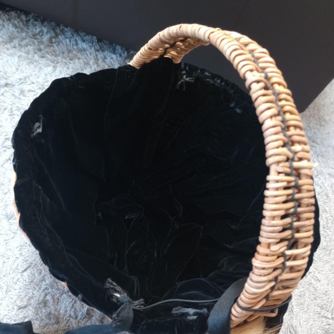 ebagosかごバッグ 黒ベルベット（日本製）