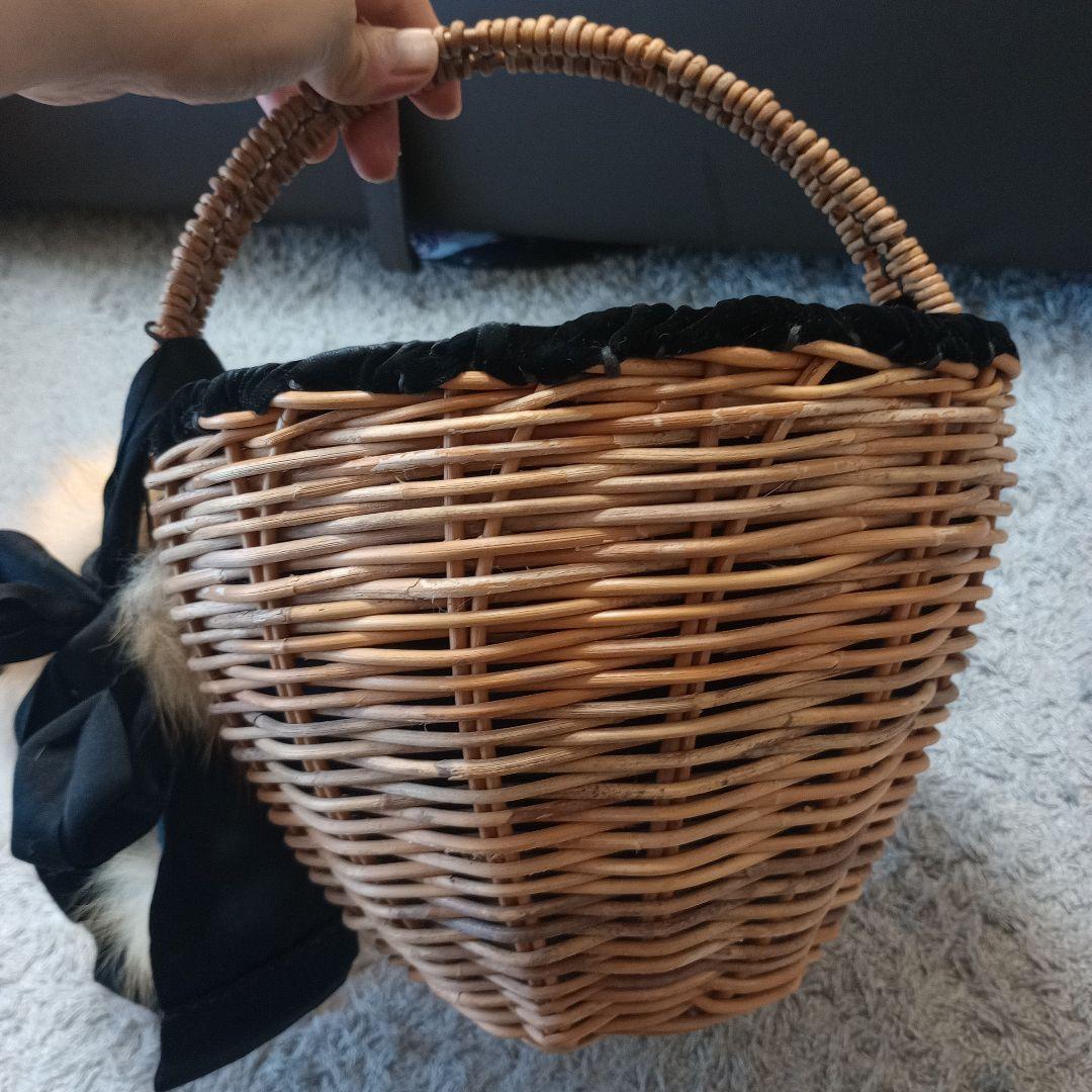 ebagosかごバッグ 黒ベルベット（日本製）