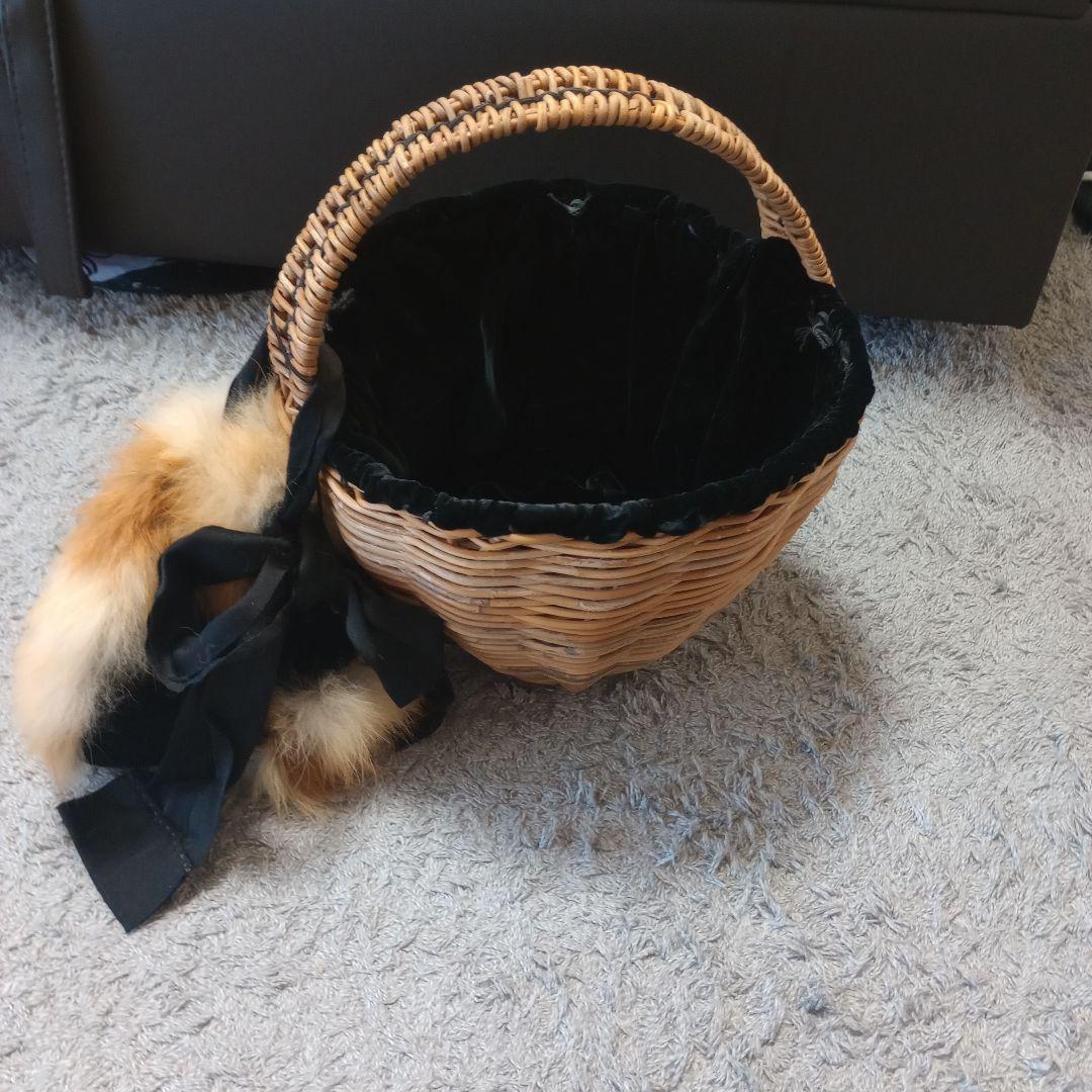 ebagosかごバッグ 黒ベルベット（日本製）