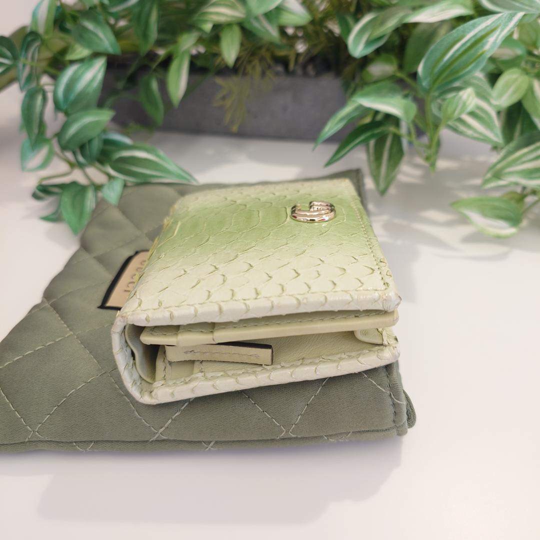 【希少】GUCCI グッチ パイソン ２つ折り コンパクトウォレット グリーン系