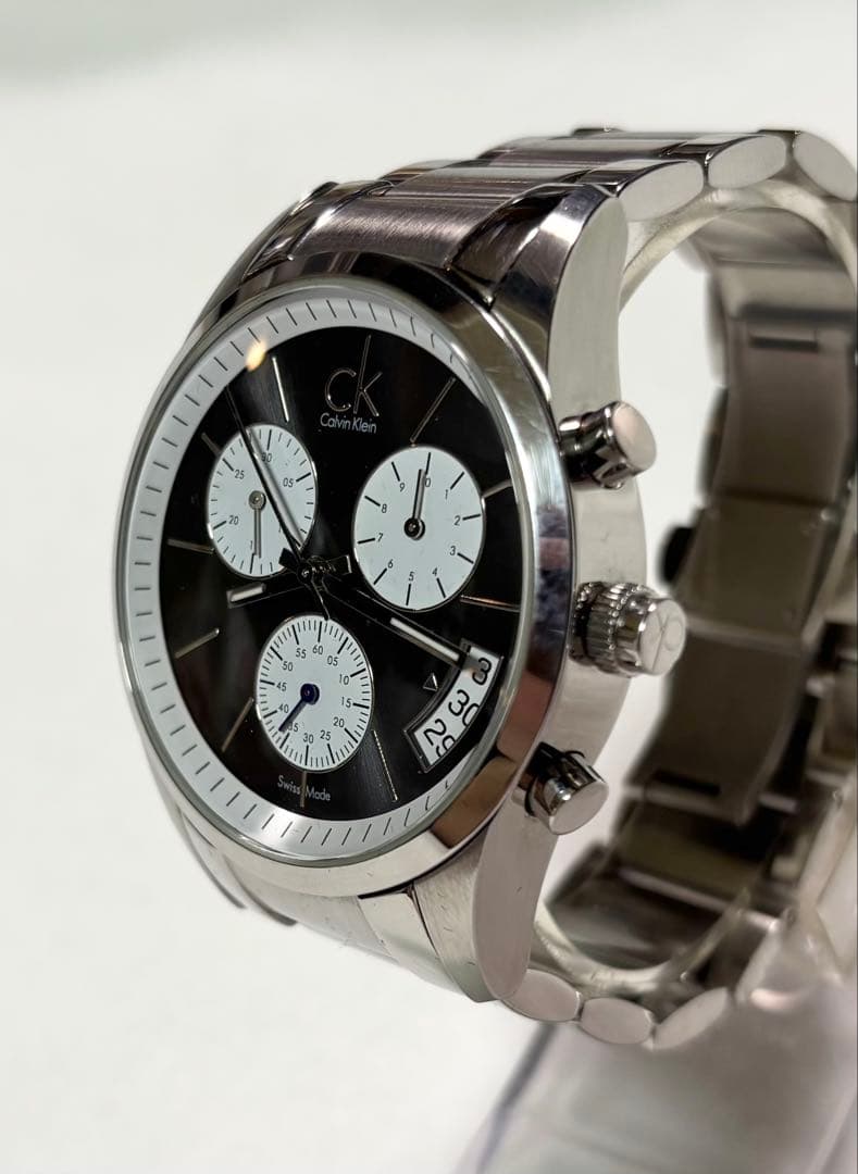   クロノグラフ メンズ腕時計 ブラック文字盤