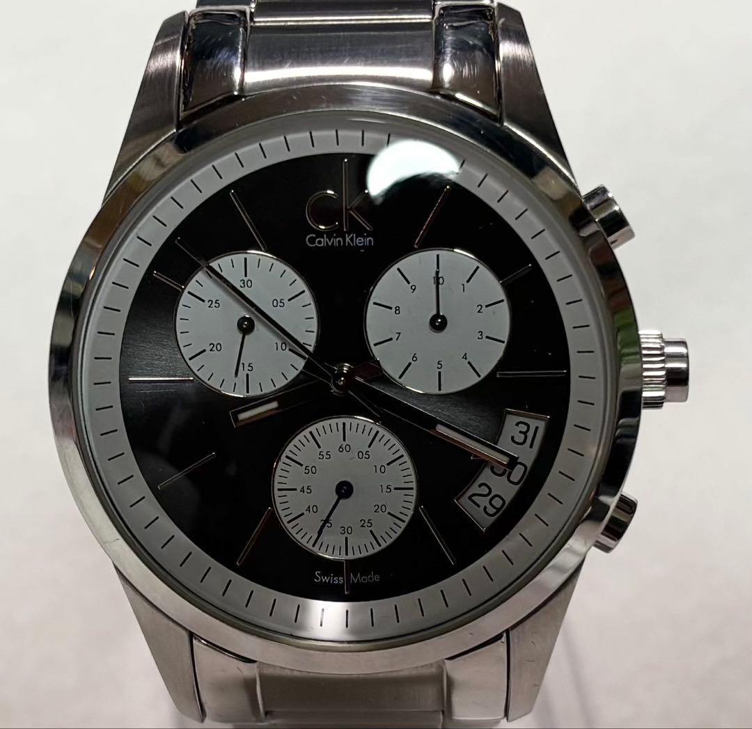   クロノグラフ メンズ腕時計 ブラック文字盤