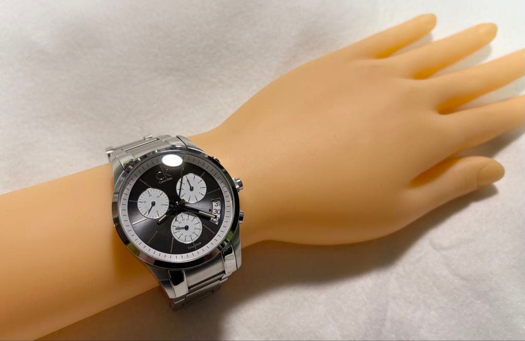   クロノグラフ メンズ腕時計 ブラック文字盤