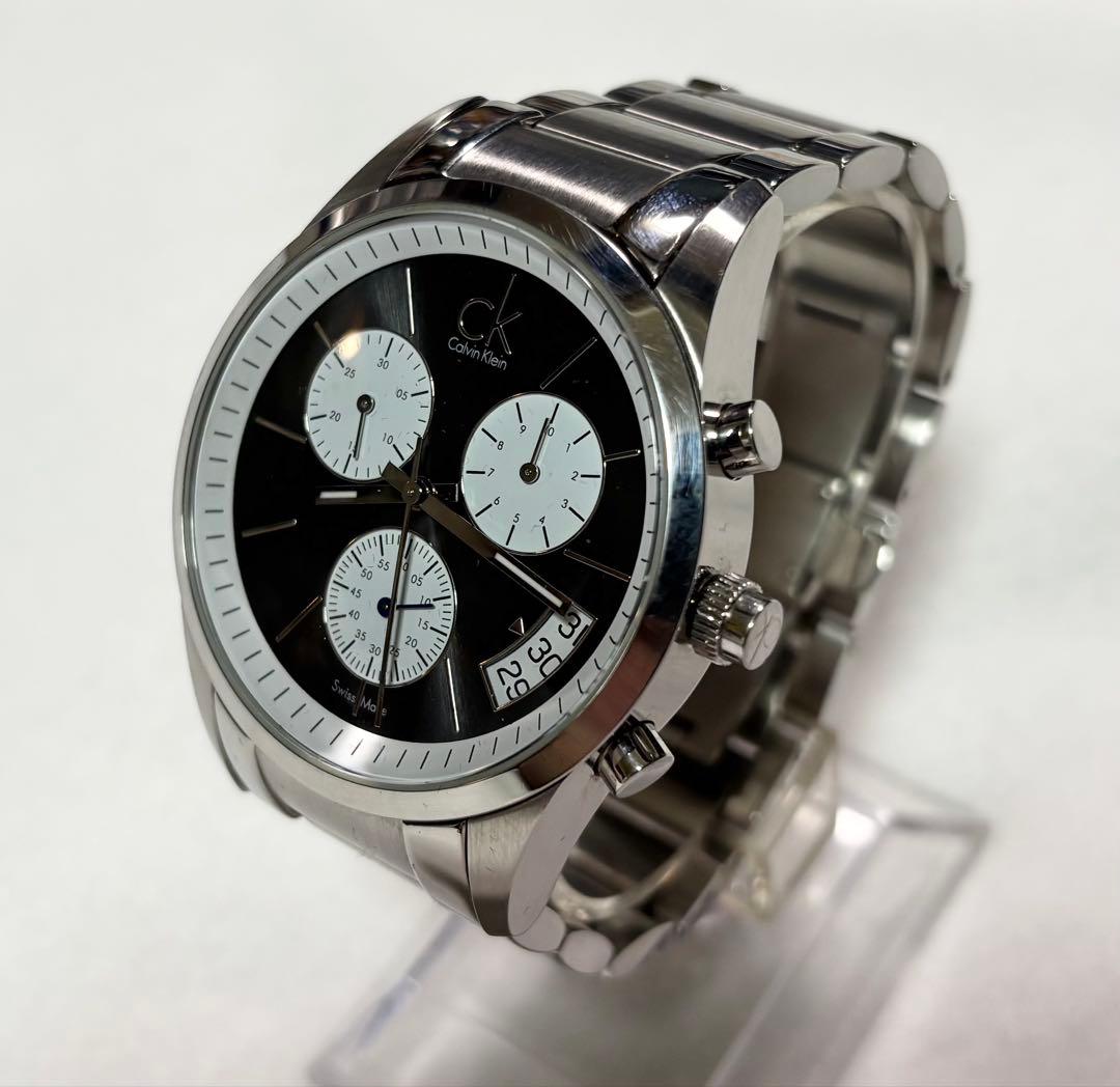   クロノグラフ メンズ腕時計 ブラック文字盤