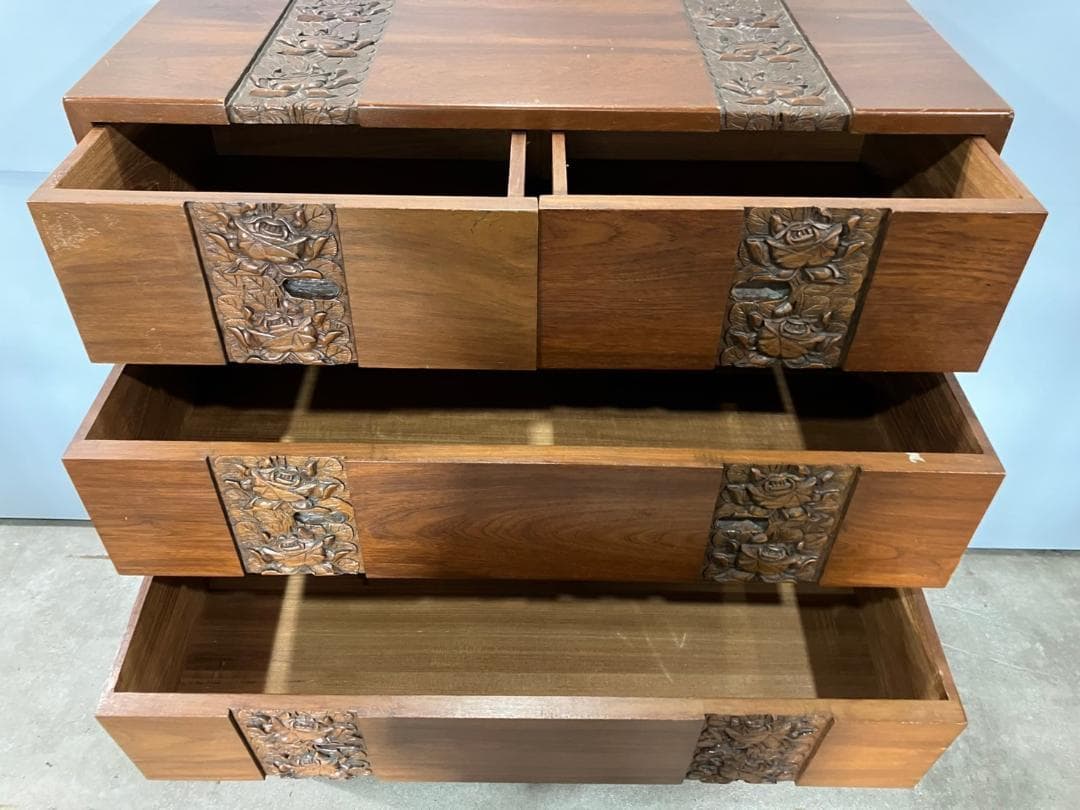 6段チェスト ハイチェスト チェスト 木彫り 彫刻 収納家具 収納 RWche2