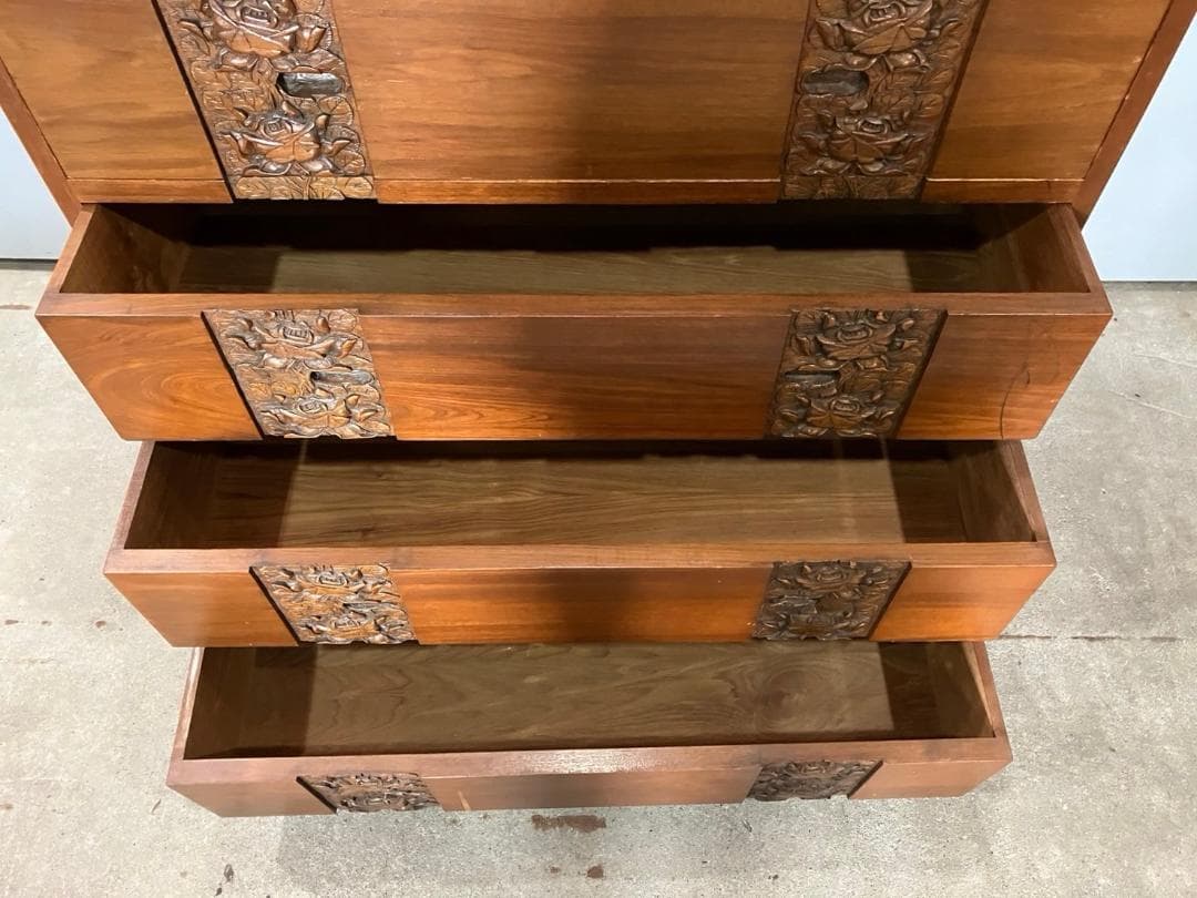 6段チェスト ハイチェスト チェスト 木彫り 彫刻 収納家具 収納 RWche2