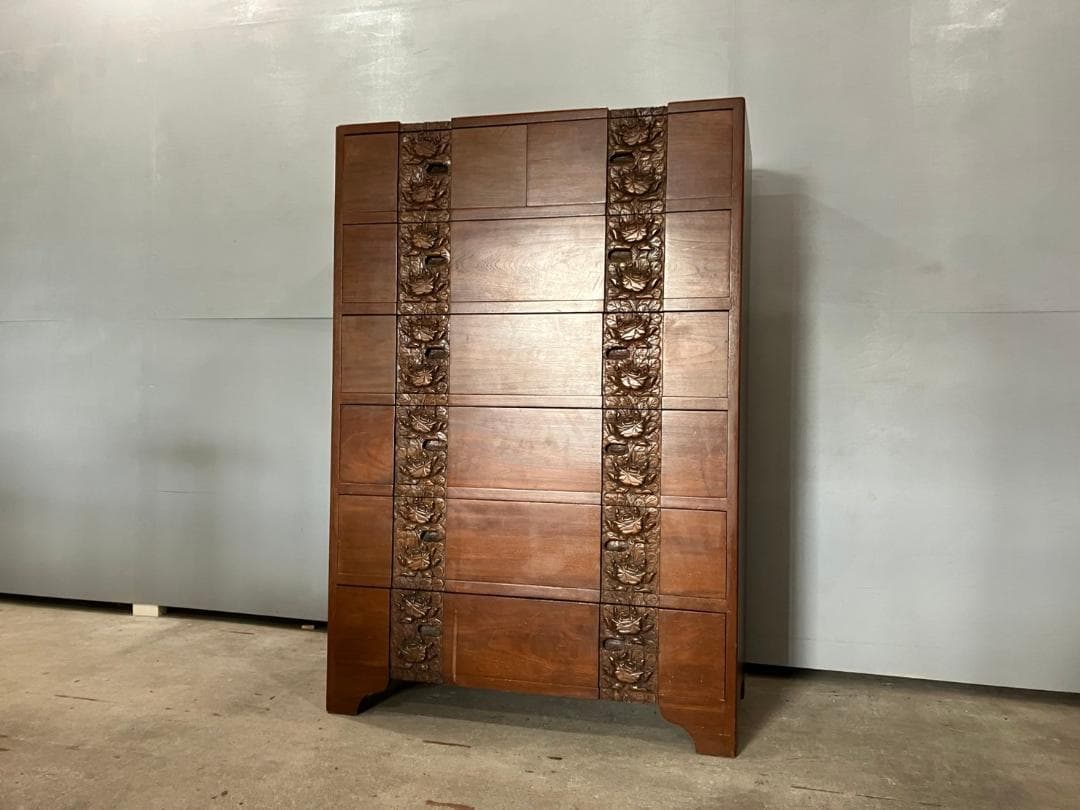 6段チェスト ハイチェスト チェスト 木彫り 彫刻 収納家具 収納 RWche2