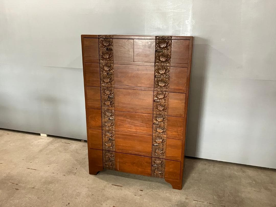 6段チェスト ハイチェスト チェスト 木彫り 彫刻 収納家具 収納 RWche2