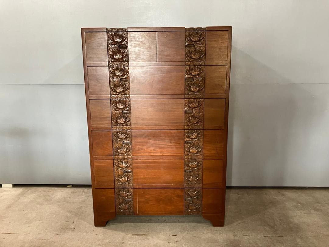 6段チェスト ハイチェスト チェスト 木彫り 彫刻 収納家具 収納 RWche2