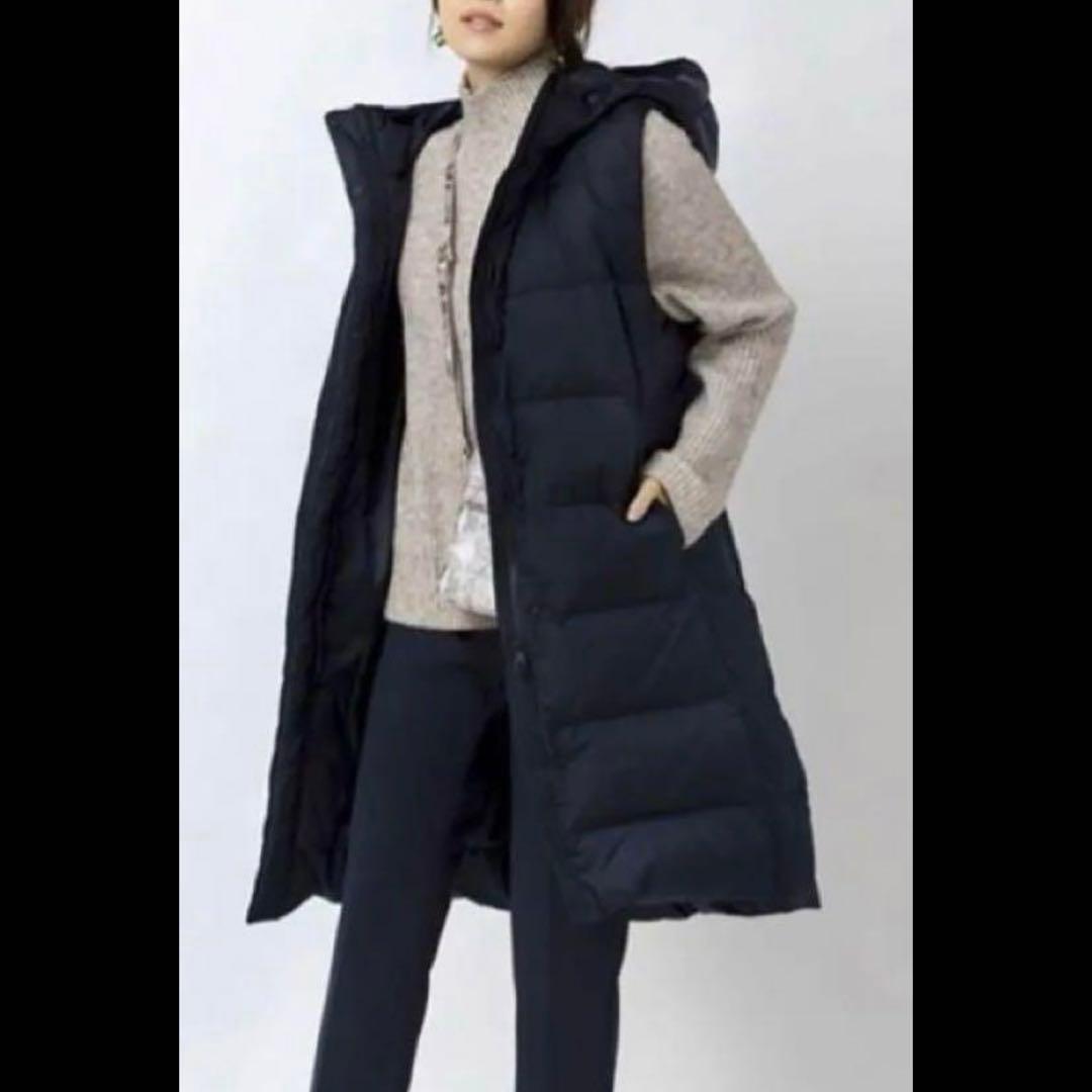 プラステ★ロングダウンベスト　ダウンコート　ブルゾン　ネイビー