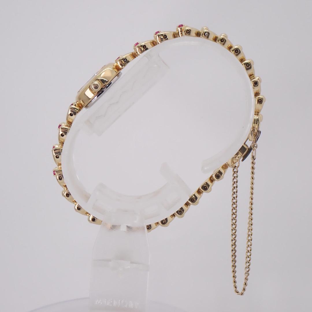 稼働★ セイコー レディース腕時計 ゴールド 赤石 ブレスレット 87年