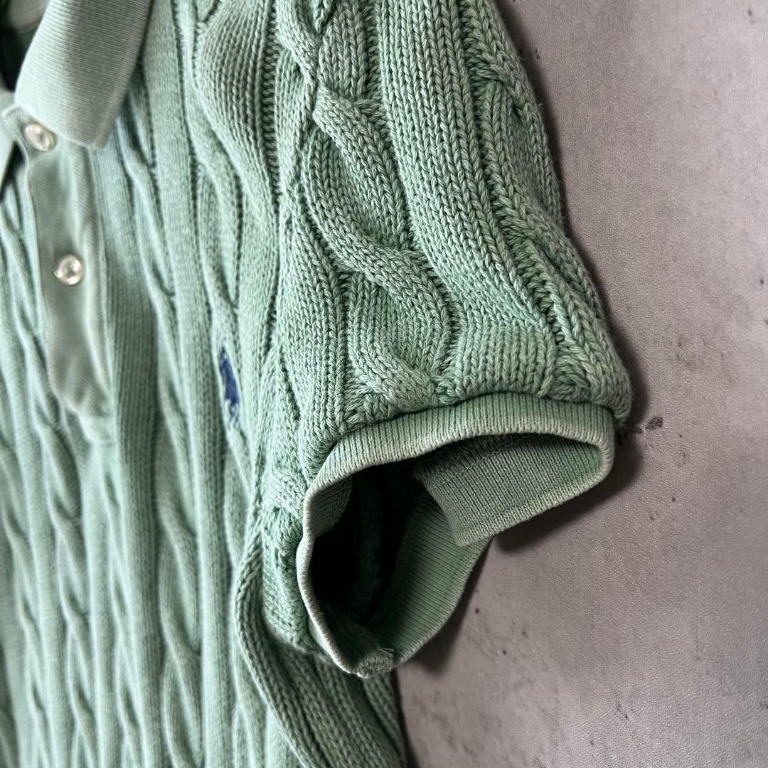 ポロラルフローレン　ケーブルニット　ポロシャツ　ウォッシュ加工