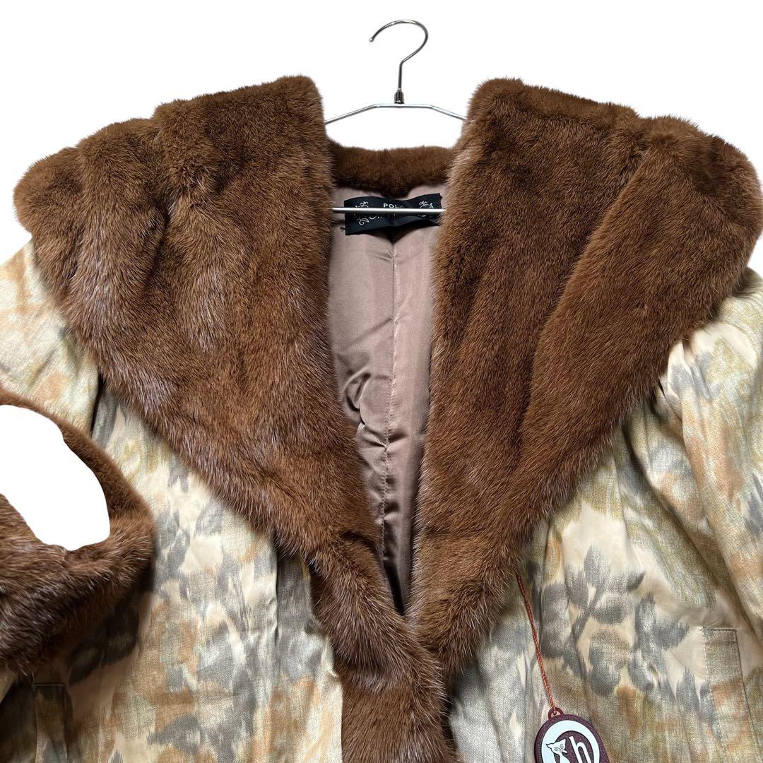 裾周り230cm 未使用品 デザインコート ミンク リアルファーコート XL相当