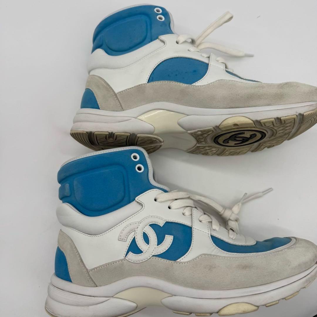 【極美品】　シャネル　CHANEL　ハイカットスニーカー　40　ロゴ　25cm