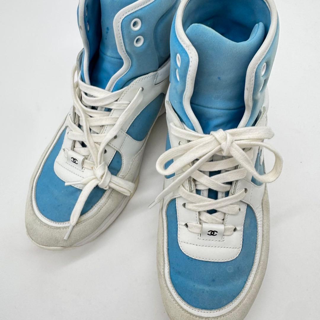 【極美品】　シャネル　CHANEL　ハイカットスニーカー　40　ロゴ　25cm