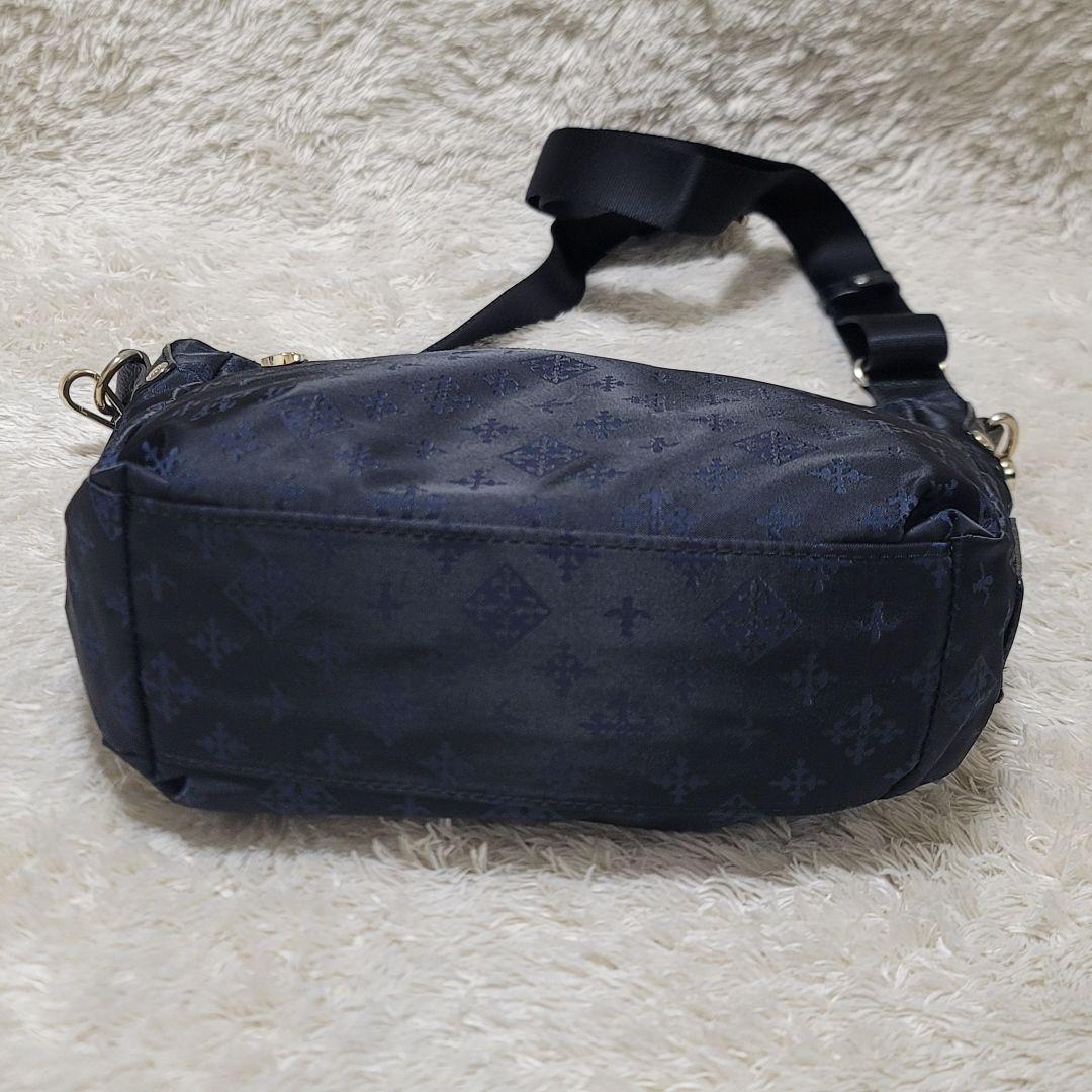 美品✨russet ラシット モノグラム ナイロン ショルダーバッグ ネイビー