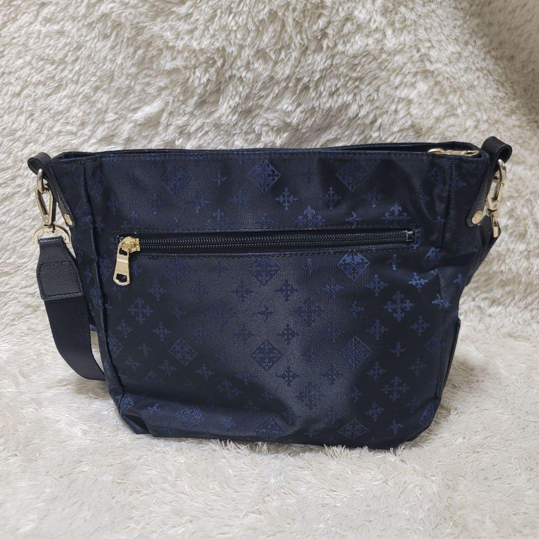 美品✨russet ラシット モノグラム ナイロン ショルダーバッグ ネイビー