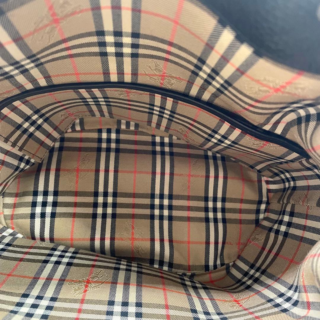 【極美品】バーバリー　ショルダーバッグ　ノバチェック　ホースロゴ　レザー　黒