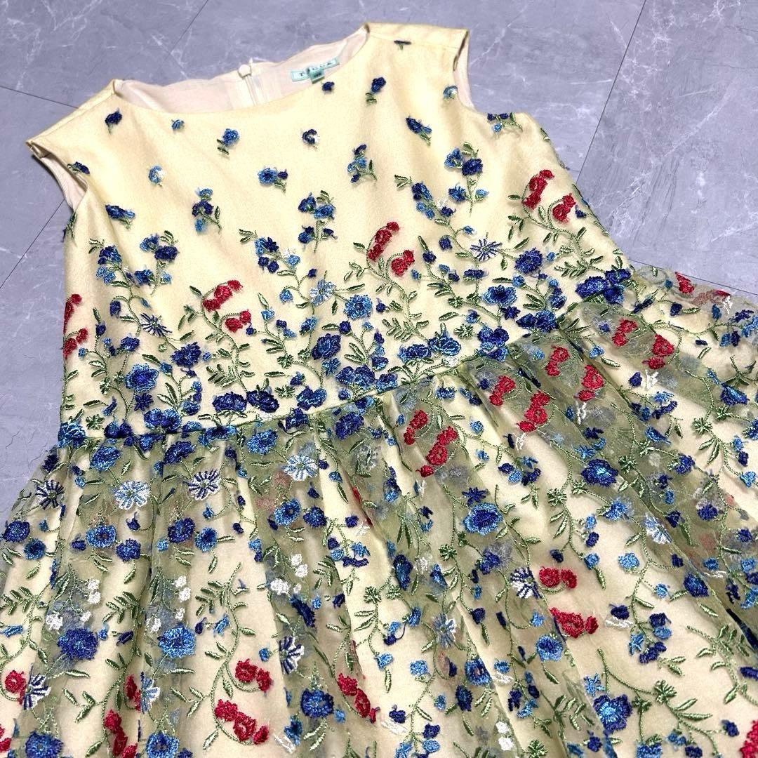 【fine】バンビーニ ドレス ワンピース 花柄 刺繍 黄色 ノースリーブ