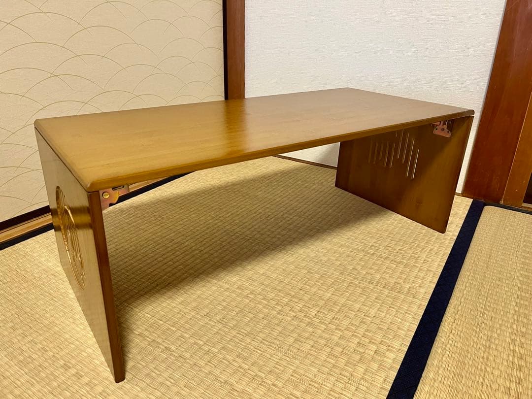 【新品未使用】木製折りたたみローテーブル