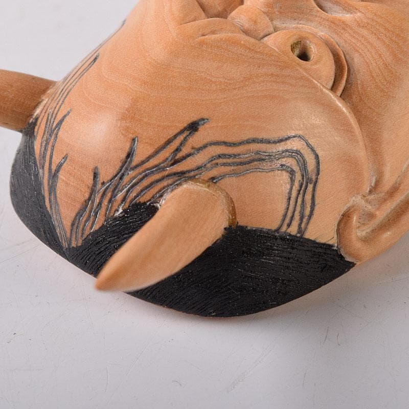 DEJAPAN 時代提げ物　木彫　面根付　能面　お面　般若面　C　7860