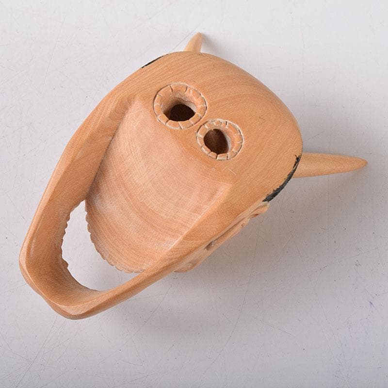 DEJAPAN 時代提げ物　木彫　面根付　能面　お面　般若面　C　7860