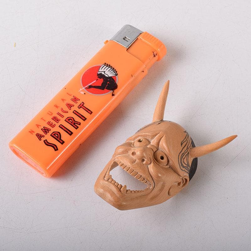 DEJAPAN 時代提げ物　木彫　面根付　能面　お面　般若面　C　7860