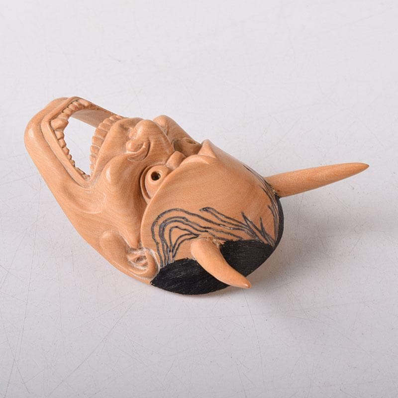 DEJAPAN 時代提げ物　木彫　面根付　能面　お面　般若面　C　7860