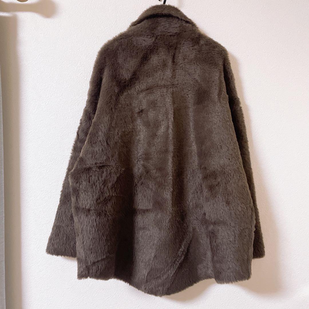 美品　PLST フェザーヤーンニットコート　ブラウン　S