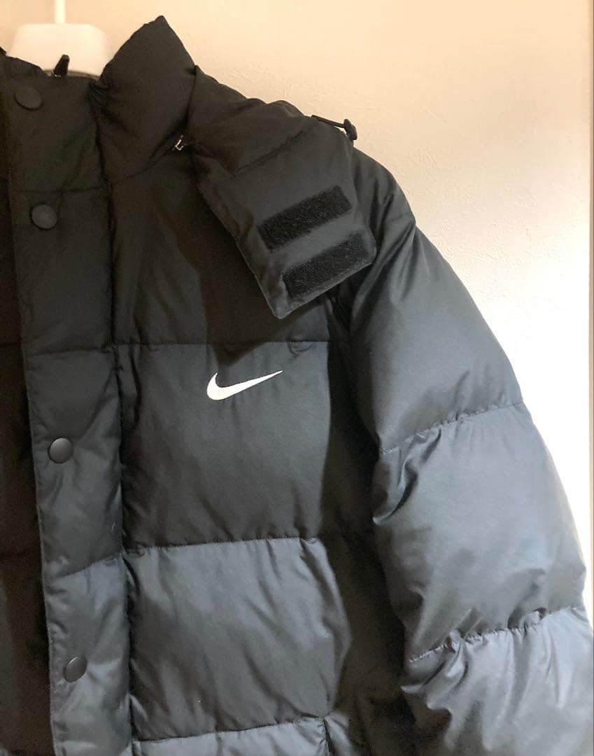 NIKE ロング ダウン ベンチコート ブラック XL フード脱着 未使用に近い