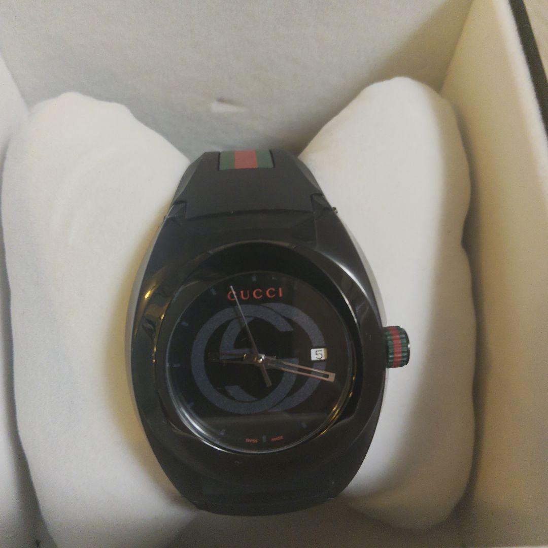 健さん専用　[最終値下げ美品] GUCCI ブラックラバーベルト 時計