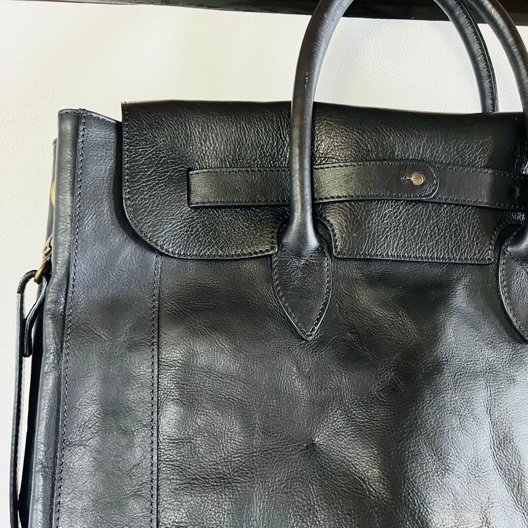 【本革】オーダー品　フルレザーショルダーバック　ブラック　一点もの