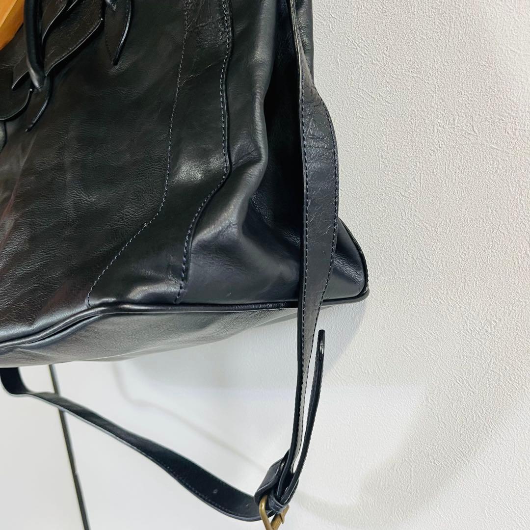 【本革】オーダー品　フルレザーショルダーバック　ブラック　一点もの