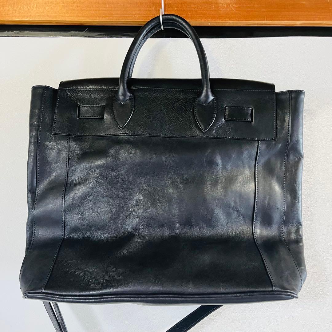 【本革】オーダー品　フルレザーショルダーバック　ブラック　一点もの