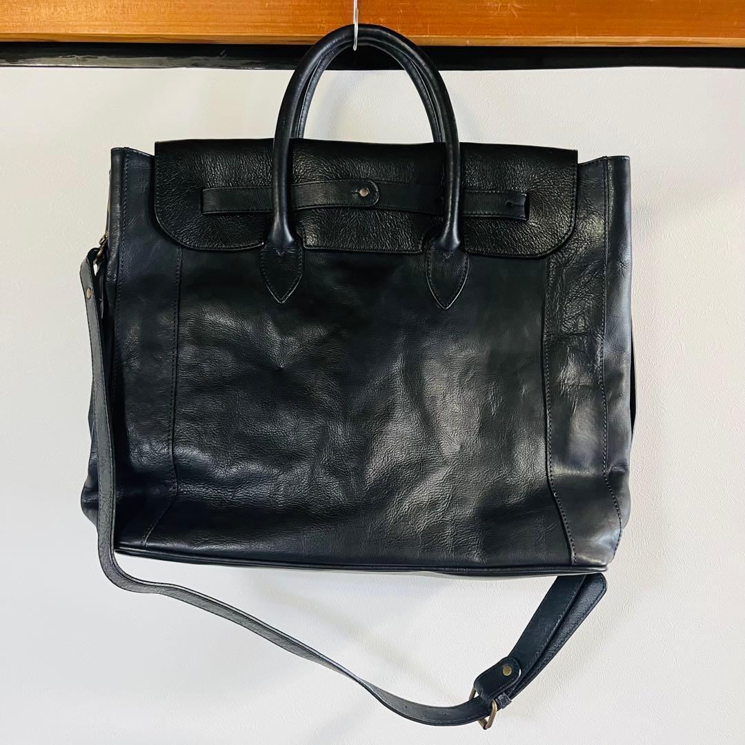 【本革】オーダー品　フルレザーショルダーバック　ブラック　一点もの