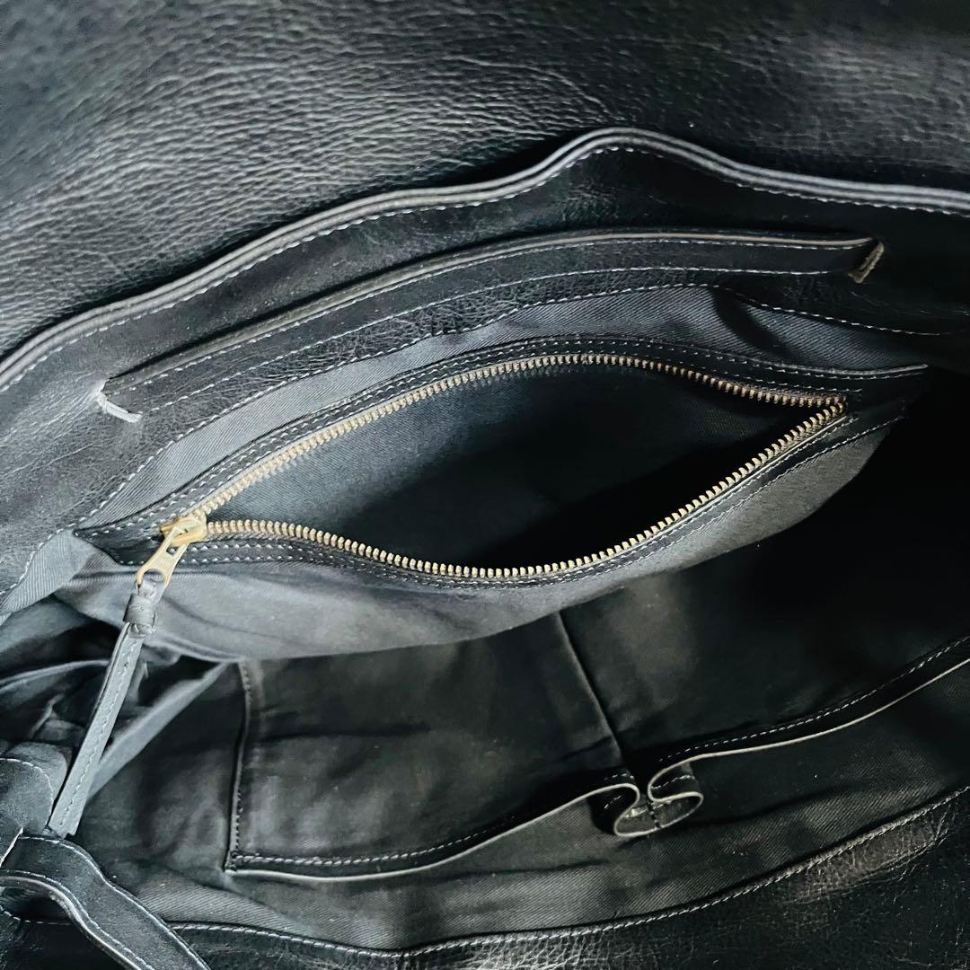 【本革】オーダー品　フルレザーショルダーバック　ブラック　一点もの